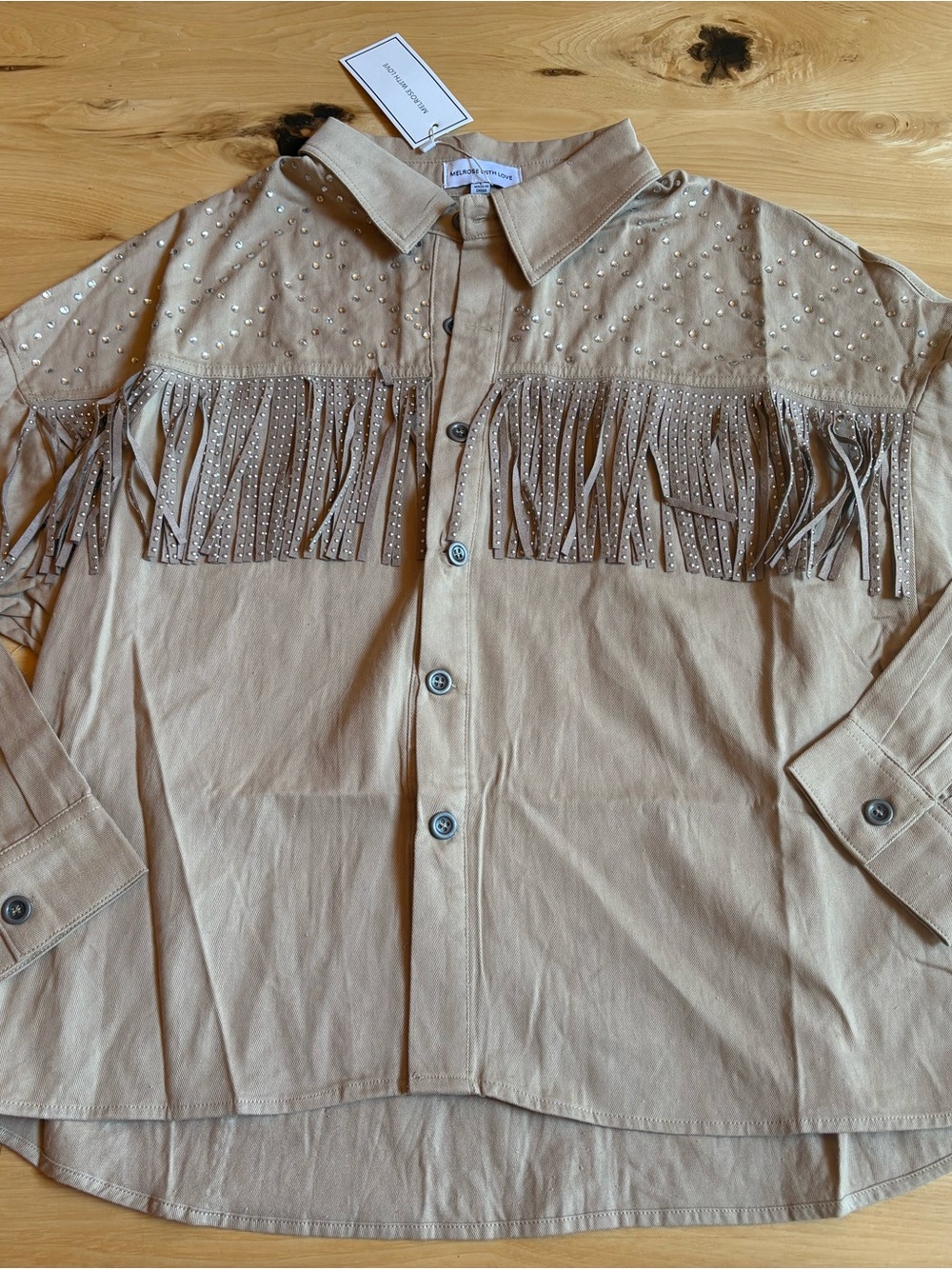 NWT Melrose with Love Fringed Studded Button-Up Shirt